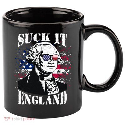 Funny George Washington Suck It England Vintage July 4th 11oz C Handle Ceramic Mug