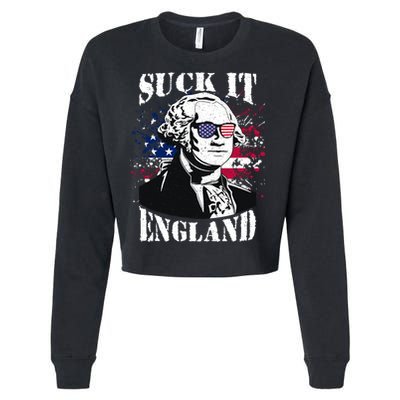 Funny George Washington Suck It England Vintage July 4th Cropped Pullover Crew