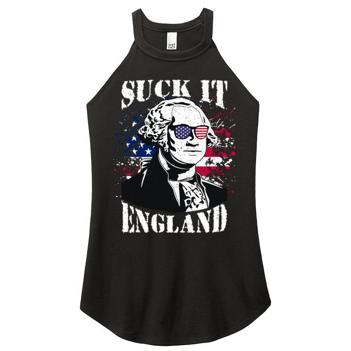 Funny George Washington Suck It England Vintage July 4th Women's Perfect Tri Rocker Tank