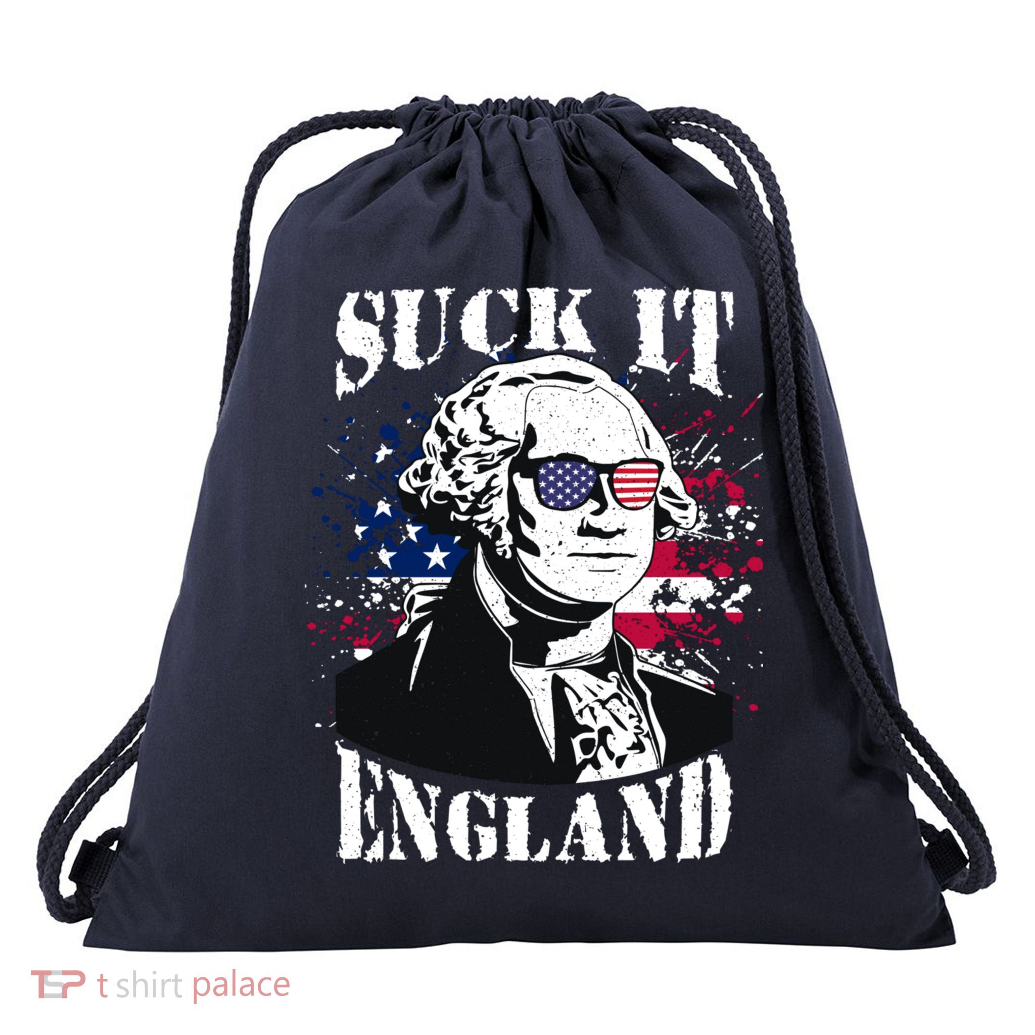 Funny George Washington Suck It England Vintage July 4th Drawstring Bag