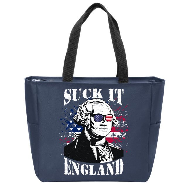 Funny George Washington Suck It England Vintage July 4th Zip Tote Bag
