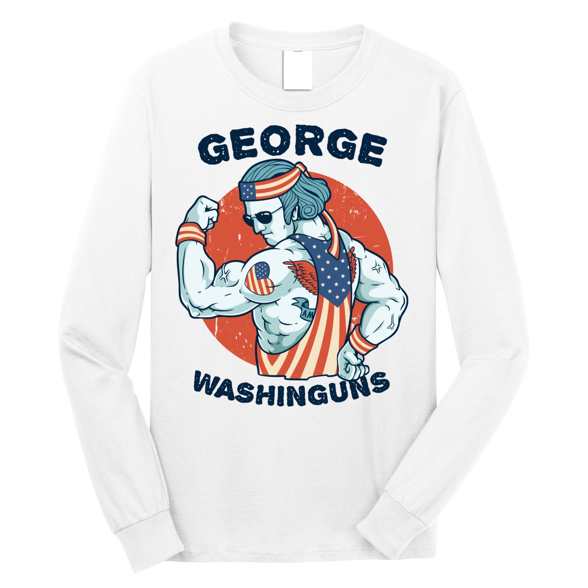 Funny George Washinguns Workout Patriotic 4th Of July Gift Long Sleeve Shirt