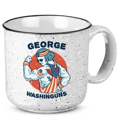 Funny George Washinguns Workout Patriotic 4th Of July Gift 15oz Campfire Ceramic Mug