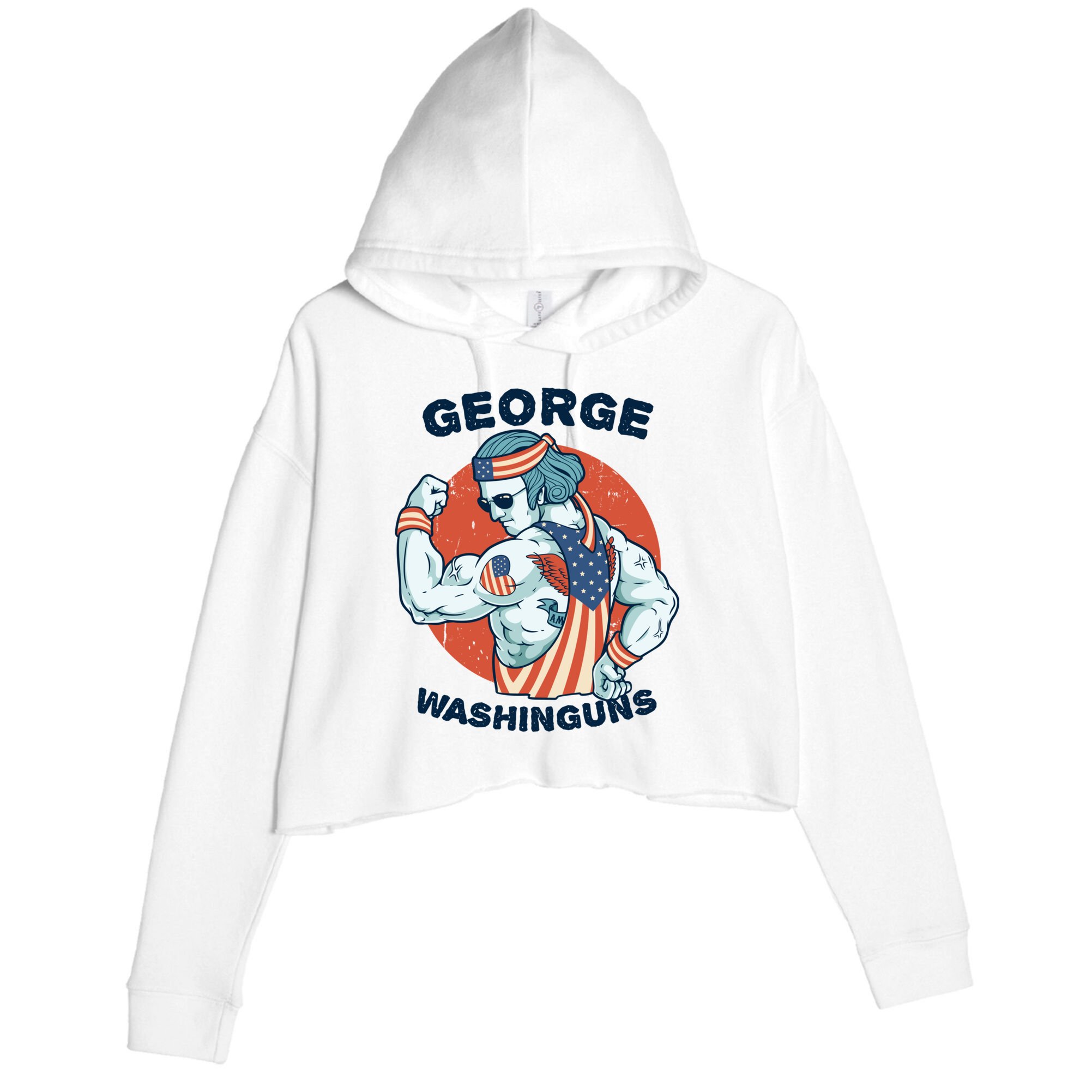 Funny George Washinguns Workout Patriotic 4th Of July Gift Crop Fleece Hoodie