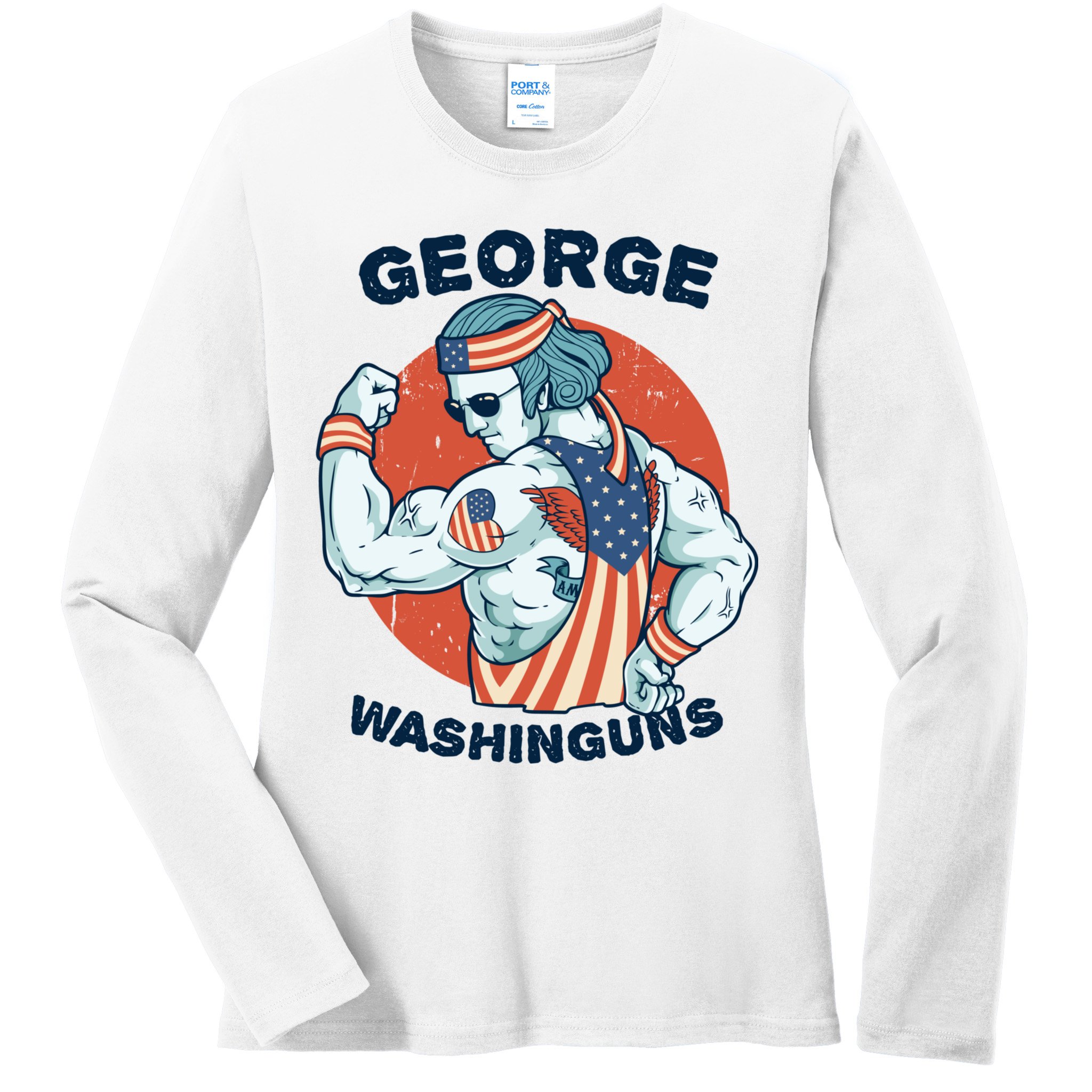Funny George Washinguns Workout Patriotic 4th Of July Gift Ladies Long Sleeve Shirt