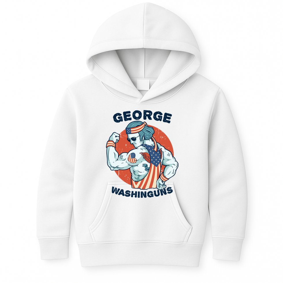 Funny George Washinguns Workout Patriotic 4th Of July Gift Kids Hoodie
