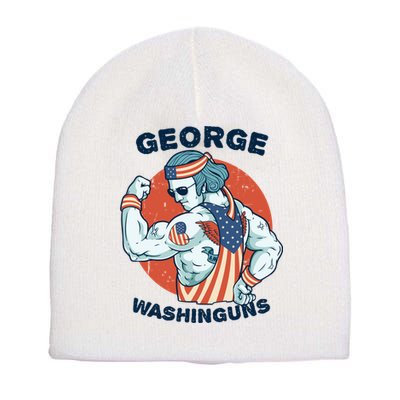 Funny George Washinguns Workout Patriotic 4th Of July Gift Short Acrylic Beanie