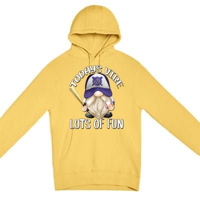 Funny Gnome With Purple Basebal Cap For Baseball Coach Dad Meaningful Gift Premium Pullover Hoodie