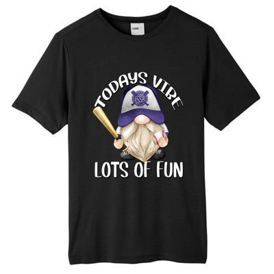 Funny Gnome With Purple Basebal Cap For Baseball Coach Dad Meaningful Gift Tall Fusion ChromaSoft Performance T-Shirt