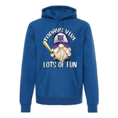 Funny Gnome With Purple Basebal Cap For Baseball Coach Dad Meaningful Gift Premium Hoodie