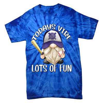 Funny Gnome With Purple Basebal Cap For Baseball Coach Dad Meaningful Gift Tie-Dye T-Shirt