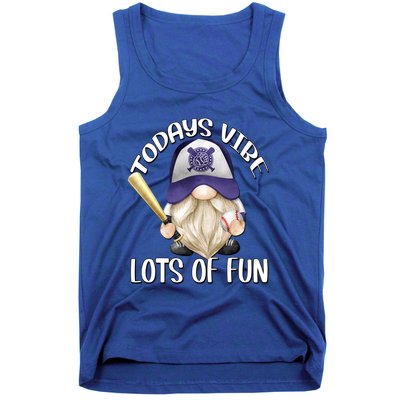 Funny Gnome With Purple Basebal Cap For Baseball Coach Dad Meaningful Gift Tank Top