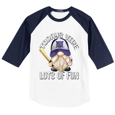 Funny Gnome With Purple Basebal Cap For Baseball Coach Dad Meaningful Gift Baseball Sleeve Shirt