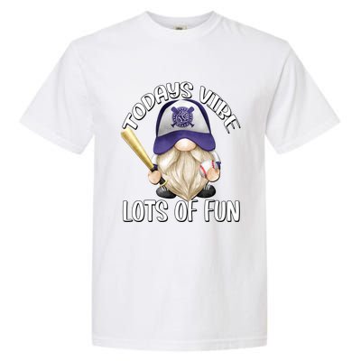 Funny Gnome With Purple Basebal Cap For Baseball Coach Dad Meaningful Gift Garment-Dyed Heavyweight T-Shirt