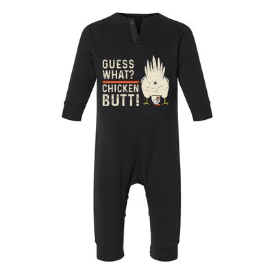 Funny Guess What Chicken Butt! White Design Clothes Quote Infant Fleece One Piece