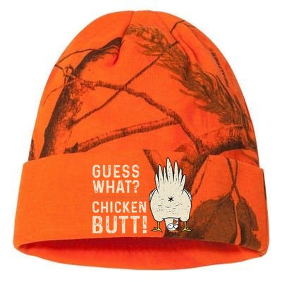 Funny Guess What Chicken Butt! White Design Clothes Quote Kati Licensed 12" Camo Beanie