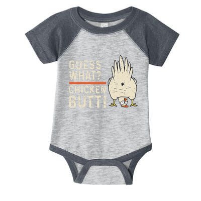 Funny Guess What Chicken Butt! White Design Clothes Quote Infant Baby Jersey Bodysuit