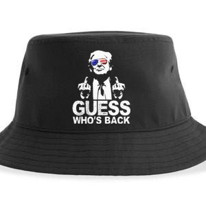 Funny Guess WhoS Back President Donald Trump Middle Finger Sustainable Bucket Hat