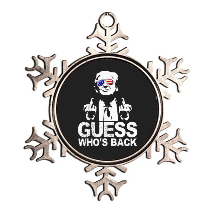 Funny Guess WhoS Back President Donald Trump Middle Finger Metallic Star Ornament