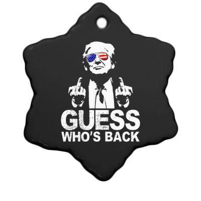 Funny Guess WhoS Back President Donald Trump Middle Finger Ceramic Star Ornament