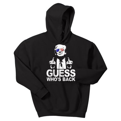 Funny Guess WhoS Back President Donald Trump Middle Finger Kids Hoodie