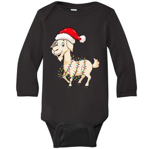 Festive Goat with Christmas Lights Perfect Gift Baby Long Sleeve Bodysuit