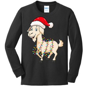 Festive Goat with Christmas Lights Perfect Gift Kids Long Sleeve Shirt