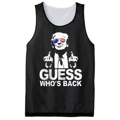 Funny Guess WhoS Back President Donald Trump Middle Finger Mesh Reversible Basketball Jersey Tank