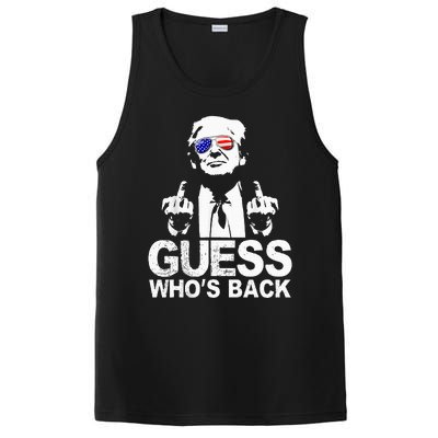 Funny Guess WhoS Back President Donald Trump Middle Finger PosiCharge Competitor Tank