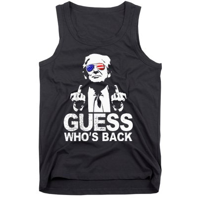 Funny Guess WhoS Back President Donald Trump Middle Finger Tank Top