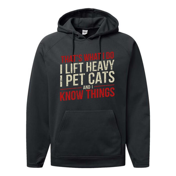 Funny Gym Workout Weightlifting Cat Animal Themed Quote Performance Fleece Hoodie