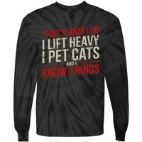 Funny Gym Workout Weightlifting Cat Animal Themed Quote Tie-Dye Long Sleeve Shirt