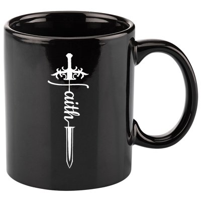 Faith Graphic Walk By Faith Not By Sight On Back Premium 11oz C Handle Ceramic Mug