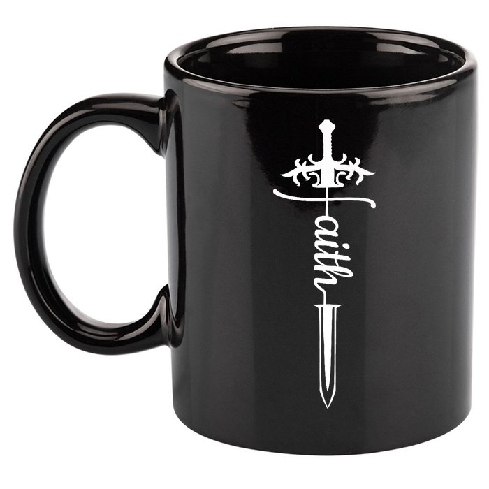 Faith Graphic Walk By Faith Not By Sight On Back Premium 11oz C Handle Ceramic Mug