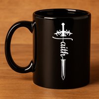Faith Graphic Walk By Faith Not By Sight On Back Premium 11oz C Handle Ceramic Mug