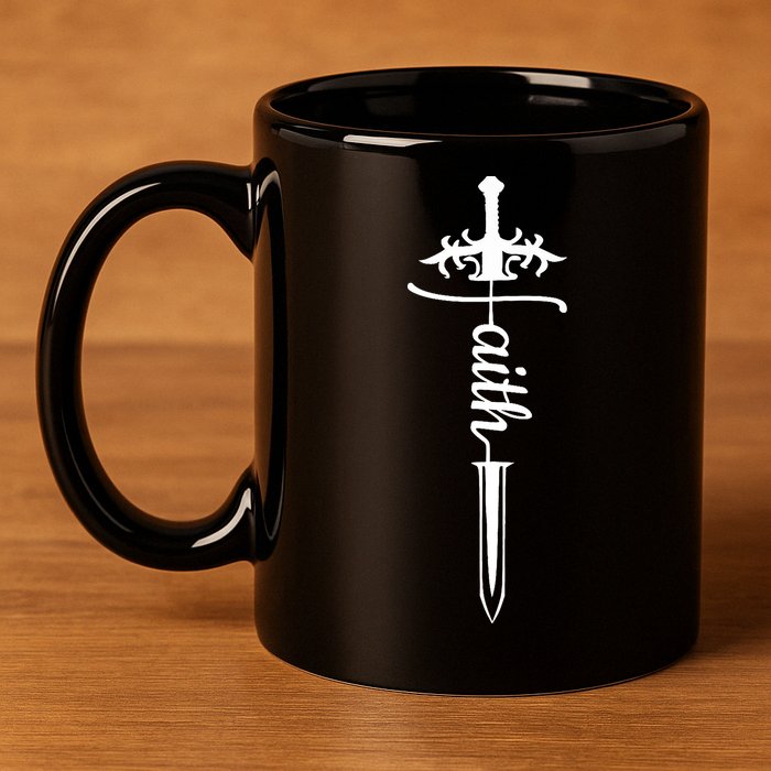 Faith Graphic Walk By Faith Not By Sight On Back Premium 11oz C Handle Ceramic Mug