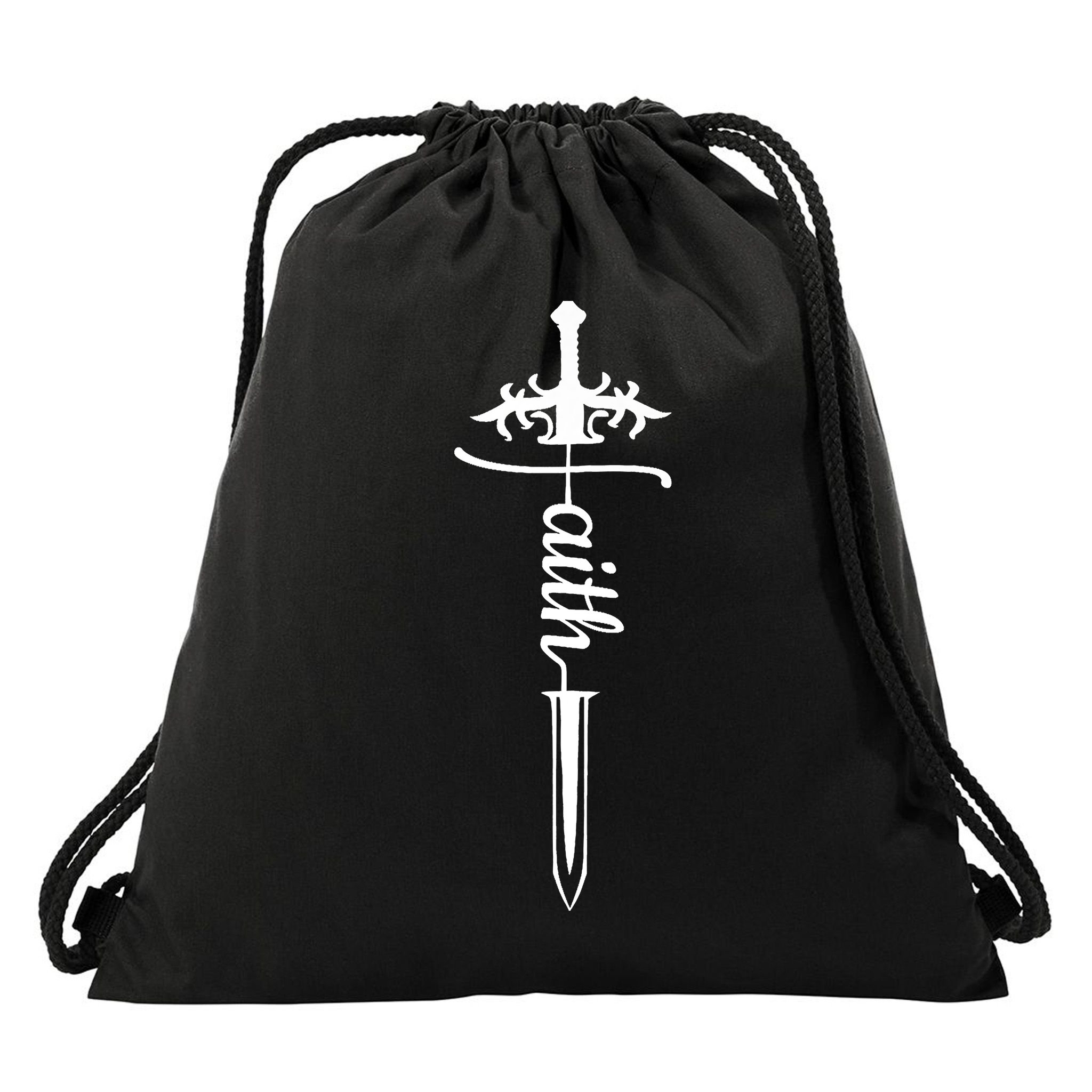 Faith Graphic Walk By Faith Not By Sight On Back Premium Drawstring Bag