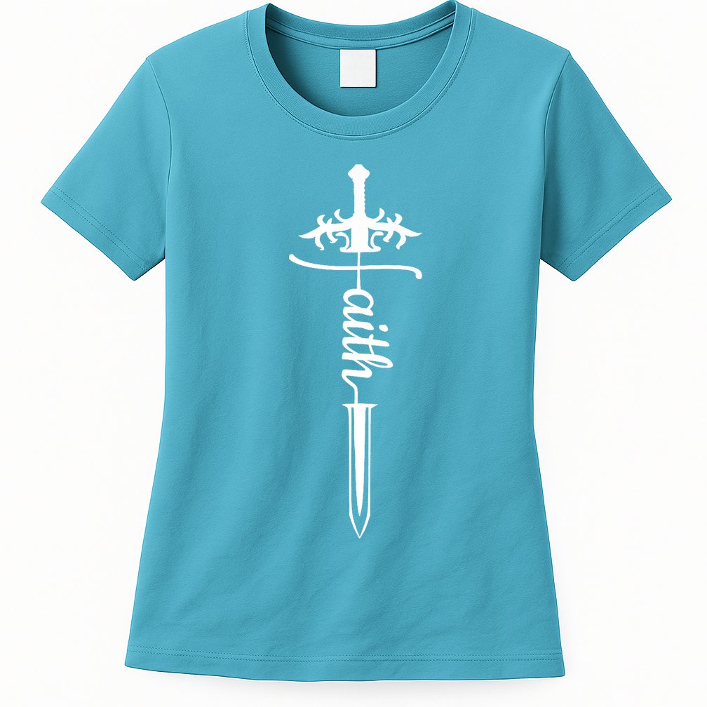 Faith Graphic Walk By Faith Not By Sight On Back Premium Womens T-Shirt