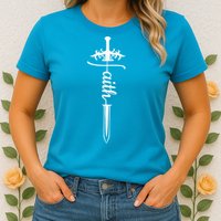 Faith Graphic Walk By Faith Not By Sight On Back Premium Womens T-Shirt