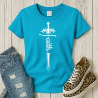 Faith Graphic Walk By Faith Not By Sight On Back Premium Womens T-Shirt