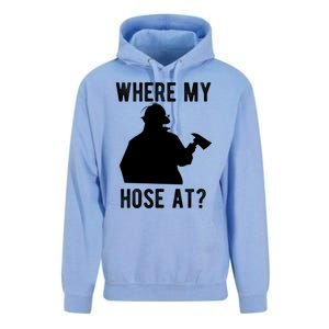 Firemen Gift Wheres My Hose At Funny Firefighter Gift Unisex Surf Hoodie