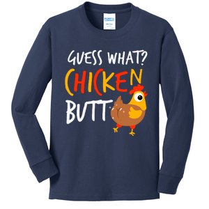 Funny Guess What? Chicken Butt Farmer Love Chickens Kids Long Sleeve Shirt