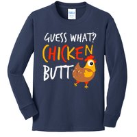 Funny Guess What? Chicken Butt Farmer Love Chickens Kids Long Sleeve Shirt