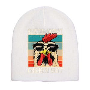 Funny Guess What Chicken Butt Chicken Meme Short Acrylic Beanie