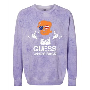 Funny Guess Who Is Back President Trump 2024 Colorblast Crewneck Sweatshirt