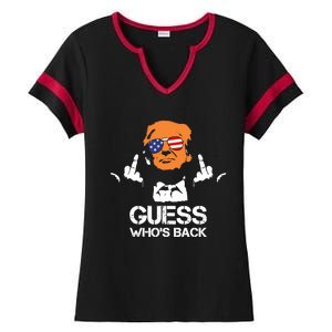 Funny Guess Who Is Back President Trump 2024 Ladies Halftime Notch Neck Tee