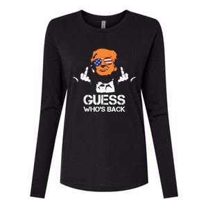 Funny Guess Who Is Back President Trump 2024 Womens Cotton Relaxed Long Sleeve T-Shirt