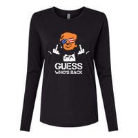 Funny Guess Who Is Back President Trump 2024 Womens Cotton Relaxed Long Sleeve T-Shirt