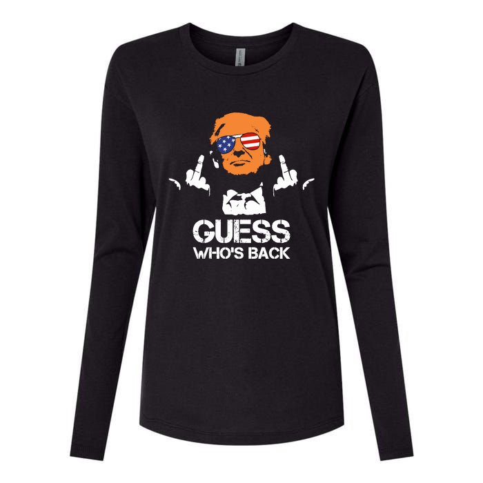 Funny Guess Who Is Back President Trump 2024 Womens Cotton Relaxed Long Sleeve T-Shirt