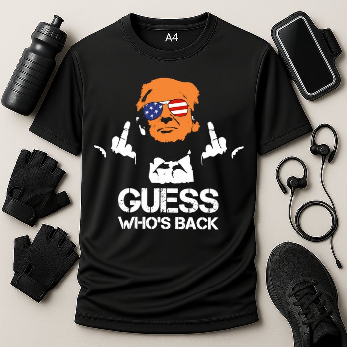 Funny Guess Who Is Back President Trump 2024 Cooling Performance Crew T-Shirt